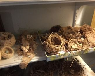 Lots of decorative bird nests