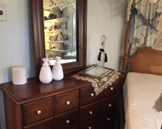 Vintage chest of drawers, original knobs, vintage beveled mirror