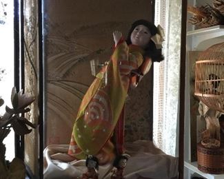 This Japanese doll is beautiful. She was brought out of Japan at the end of WW11 by a previous US Ambassador to Japan.  The display case is original. 