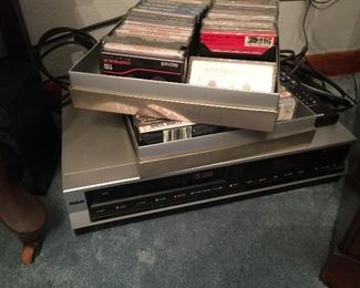Vintage RCA VHS Player, lots of cassette tapes and CD