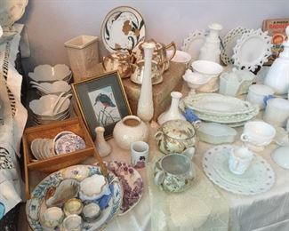 Vintage Salts, Butter Pats, Lenox pieces, and a great Milk Glass collection. You will also find lots more Milk Glass in the Kitchen!