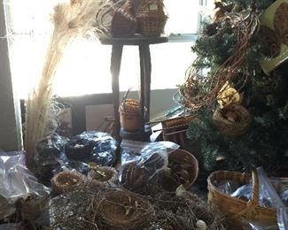 Nature, decorative bird nests, decorative eggs, decorative feathers, Baskets, Art work
