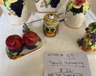 #47		8 pc. Grouping	Bell, S&P, 3 Jars, Snuffer, Napkin Holder	                                                              $22
