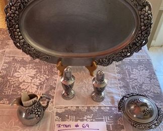 # 69	6 Pc. States Metal Pewter - Platter 18", S&P, C&S	$50
