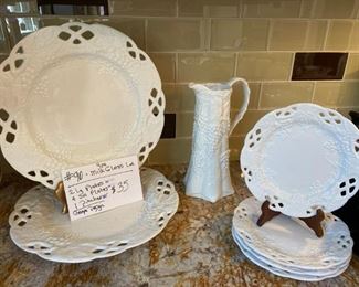 #90	9 Pc. Milk Glass "Basic Porcelain"	                  
                              Plates & Pitcher	                                        $35
