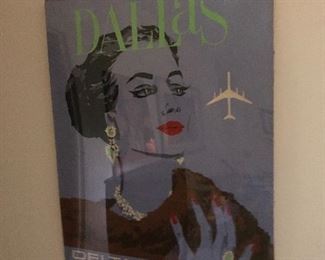 Original 1960s Fred Sweeney Delta travel poster, Dallas.