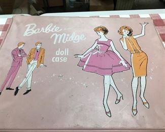 Barbie and Midge Doll Case with dolls and clothes.