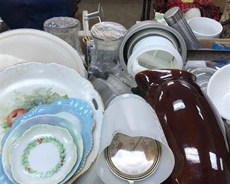 Assorted plates and other items.