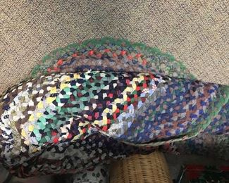 Large oval braided rug.