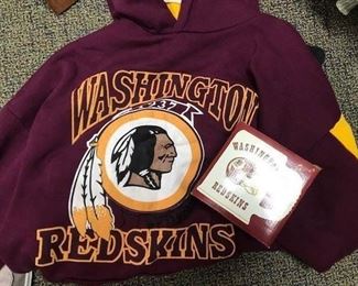 Washington Redkins clothes and memorabilia.