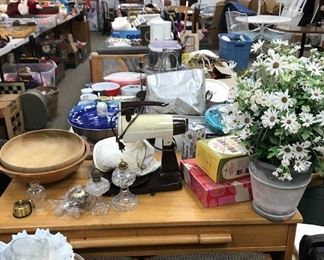 Small desk with bamboo handles and stools.