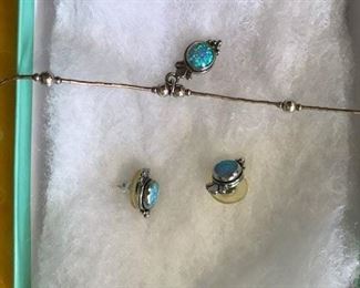 Sterling Silver Necklace and earrings with opa.