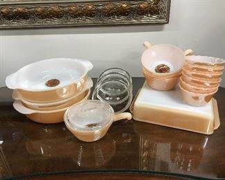 Vintage Fire King irredescent Coppertine oven ware, 15 piece set,  $35