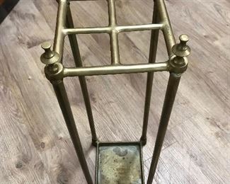 Antique brass umbrella stand,  26"H,  $65