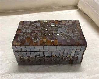 Decorative glass mosaic box, 7.5" W x 4.5"D x 3.5"H,  $10