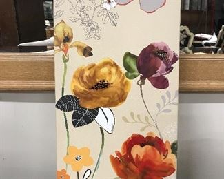 Floral painting on canvas,  23.5" x 11.5", $9