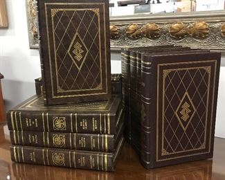 Multiple, new, brown leather bound books, gold pages - great to use for decorative purposes!  $4 each