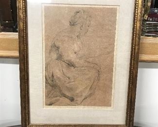 Sketched pic in gold frame, 23"H x 18"W,    $15