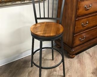 NEW - Wooden swivel w/metal back stool, $35