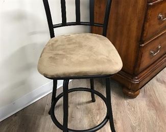 NEW- upholstered seat, metal back stool,  $30