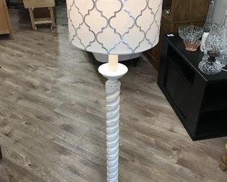 Distressed white floor lamp, $30