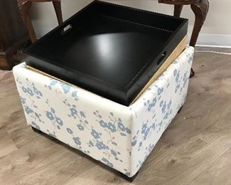 Ottoman with tray flipped up