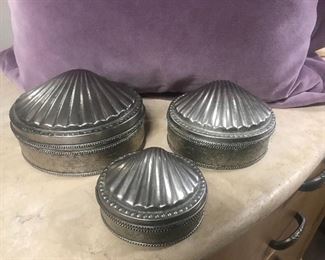 Set of 3 silver shell boxes,  $15