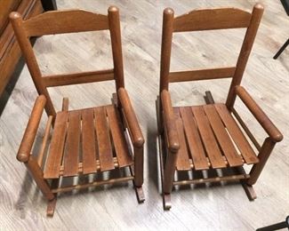 2 small child or doll rocking chairs,  10 each