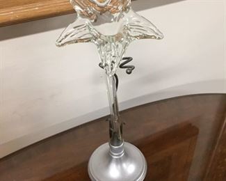 Glass floral contemporary vase,  14"H,    $10