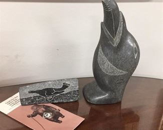 Hand cultped and engraved soapstone,  Small $45, Large bird,  $90