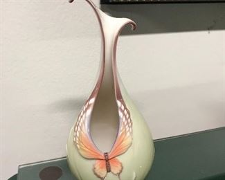Franz signed papillon butterfly vase,  6.75",  $65