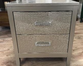 Silver nightstand,  22"W x 17"D x 25.5"H,  $85