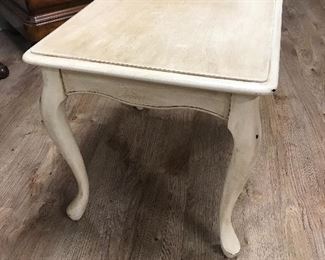 Painted creme color end table, 23" x 18",  $25