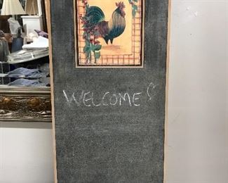 Rooster Chalkboard  24" x 10.5",  $12