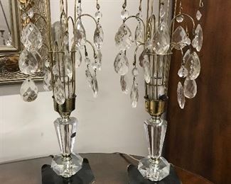 Antique crystal lamps,  16"H,   $25 each