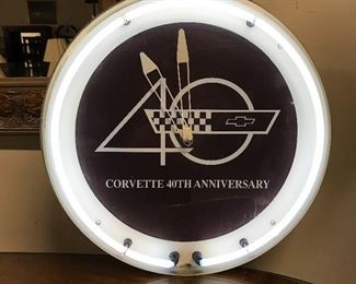 Corvette anniversary clock with working neon light,  17"D,  $125
