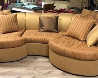 Custom upholstered sofa w/ pillows,  $299