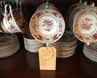 Outstanding Romance Maroon Syracuse China Set! Complete with the original sales tag from Erie Dry Goods😀