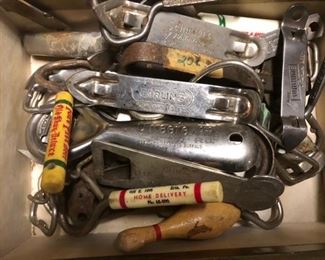 Many vintage beer crackers.. sold by the collection!