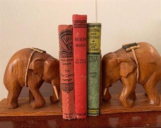 Wood Elephant book ends