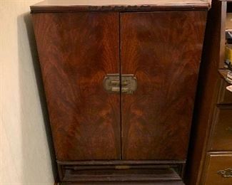 Veneer wood TV cabinet, converted to bookcase