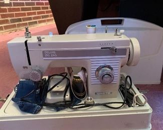 White portable sewing machine