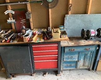 Miscellaneous work benches and tools