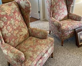 Matching custom upholstery 
Matching wing back chairs.
$250 each
