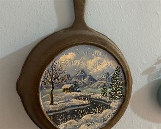 hand painted cast iron pan