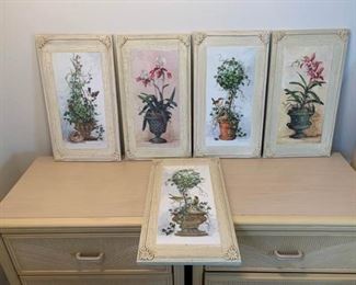 Set Of Five Matching Flower/Bird Prints https://ctbids.com/#!/description/share/396800