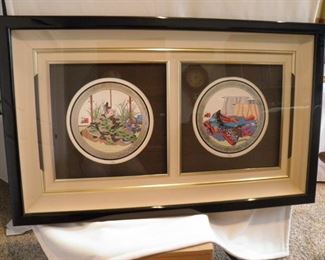 77a. Beautifully matted with Black Lacquer Frame, Ltd Ed Lithographs, Artist Hisashi Otsuka, 54" x 32" inc frame, $1200.