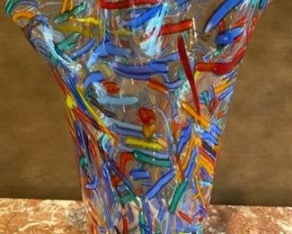 Confetti glass crimp vase 12”H x 9.5”W $65.