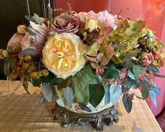 Silk flowers in ceramic vase 24”w x 17”H $65.