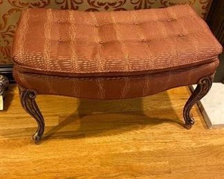 Custom upholstered button tufted stool
29”W x 14”D 19”H.  $95.